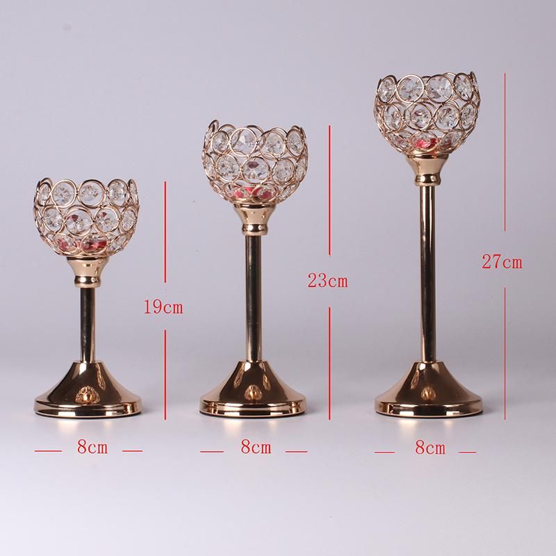 High Quality Natural Crystal Ball Brass Candlestick Holder