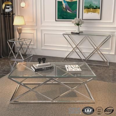 Ve383 Top Sales Glass Coffee Table Stainless Steel Gold Coffee Table Legs Side Table