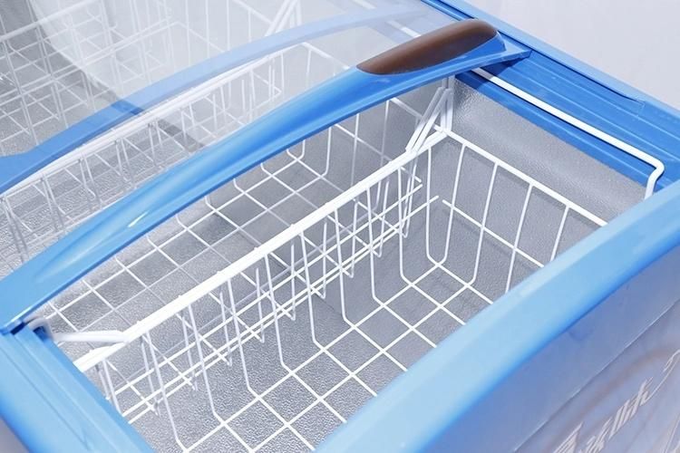 Supermarket Commercial Curved Glass Door Popsicle Display Chest Fridge Showcase Ice Cream Freezer