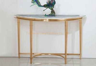 Dining Table Set Wedding Restaurant Modern Side Table Gold Metal Hotel Column Marble Console Table