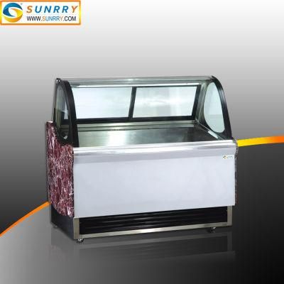 Curved Glass Showcase Ice Cream Display Freezer Showcase