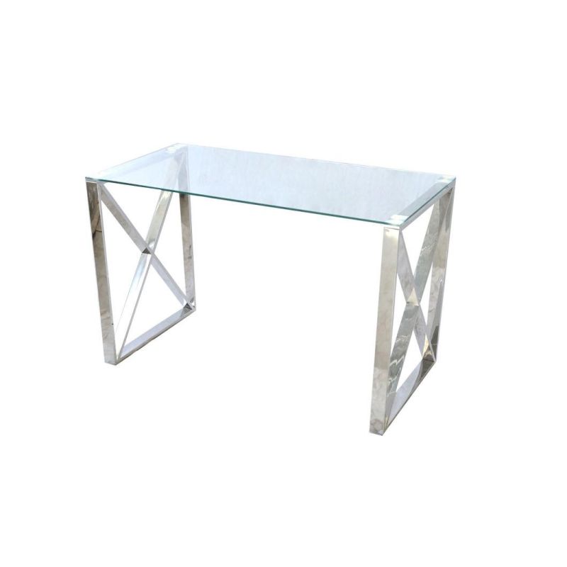 Luxury Design Home Furniture Glass Golden Stainless Steel Dining Table for Outdoor