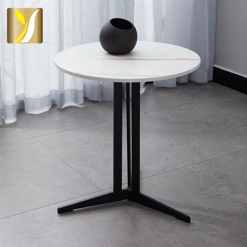 Modern Home Cafe Furniture Metal Three-Claw Negotiation Table Marble Top Round Side Table
