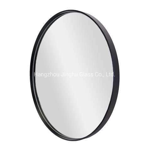 Decorative Deep Metal Framed Round Black Bathroom Mirror