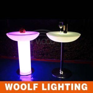 LED Small Glass Top Round Bar Table
