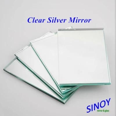 1.1mm - 8mm Thickness Float Glass Double Coated Clear Silver Mirror Glass, with Max Sheet Size 2440 X 3660mm for Interior Applications