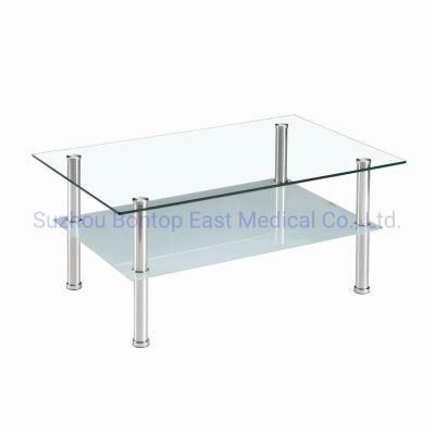 Glass Coffee Table with Stainless Steel Frame