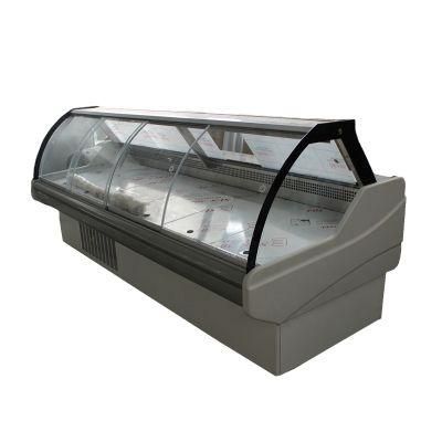 Commercial Curved Glass Deli Food Cold Display Showcase for Supermarket