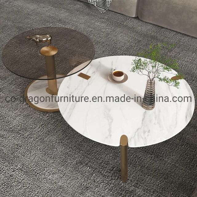 Modern Luxury Marble Top Coffee Table Group for Livingroom Furniture