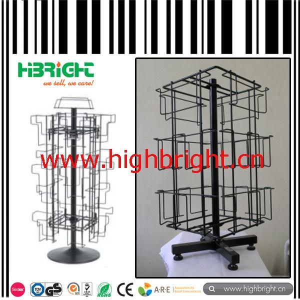 Floor Freestanding Four Sided Perforated Panel Display Stand with Hooks