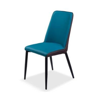 Modern Home Furniture PU Leather Spraying Steel Dining Chair for Cafe Restaurant Outdoor Garden