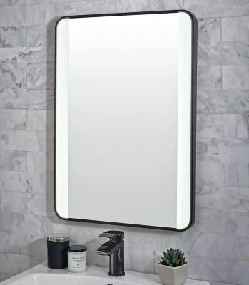 Decorative Wall Mounted Black Metal Frame Bathroom Lighted 5000K LED Mirror