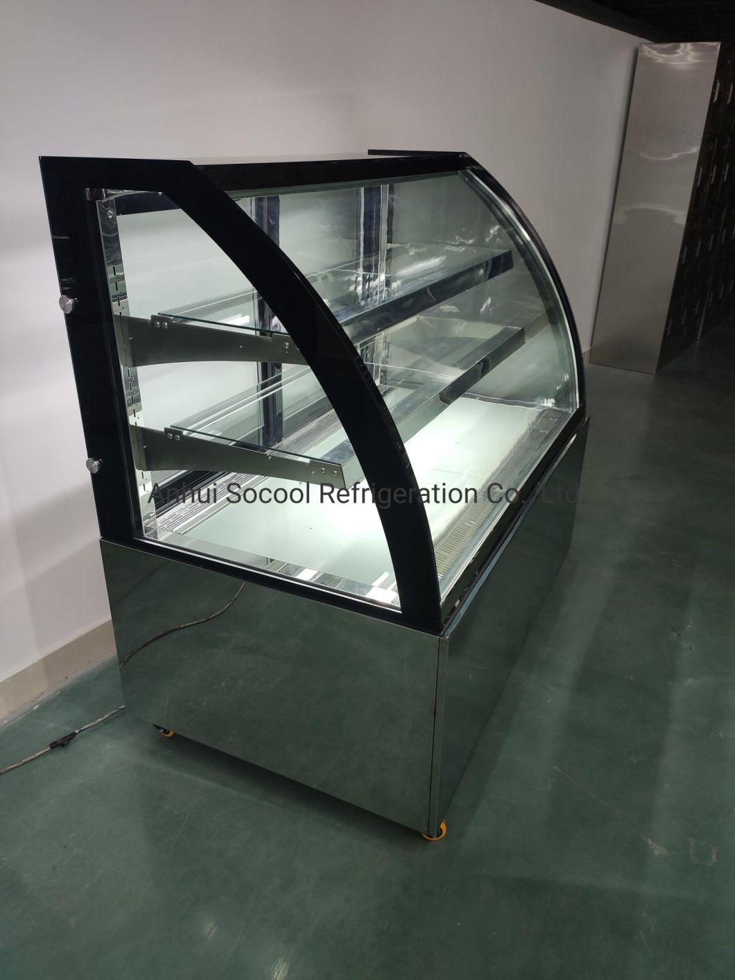 Top Glass Cake Display Showcase with Marble or Stainless Steel Base