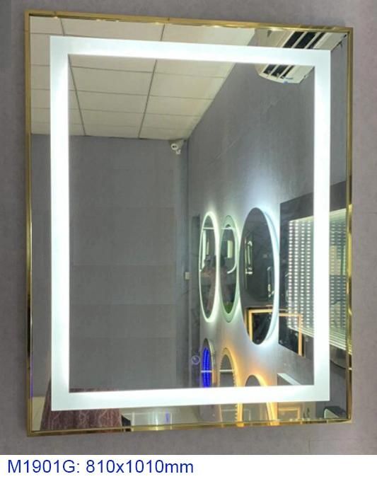 Square Wall Mounted Touch Switch Bathroom Makeup Smart LED Mirror for South American (M017)