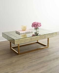 Living Room Rectangle Coffee Table with Stainless Steel Leg