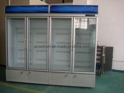 Vertical Defrosting Refrigerated Showcase Ice-Cream Glass Door Freezer