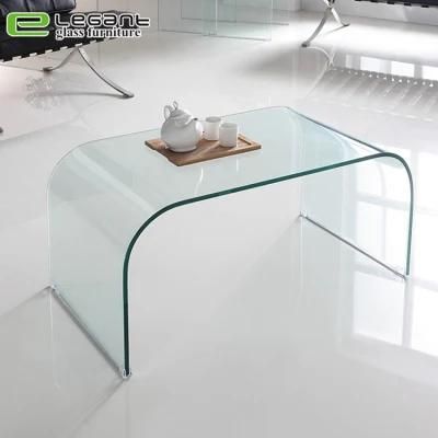 Round Corner Curved Glass Center Table in Clear Color