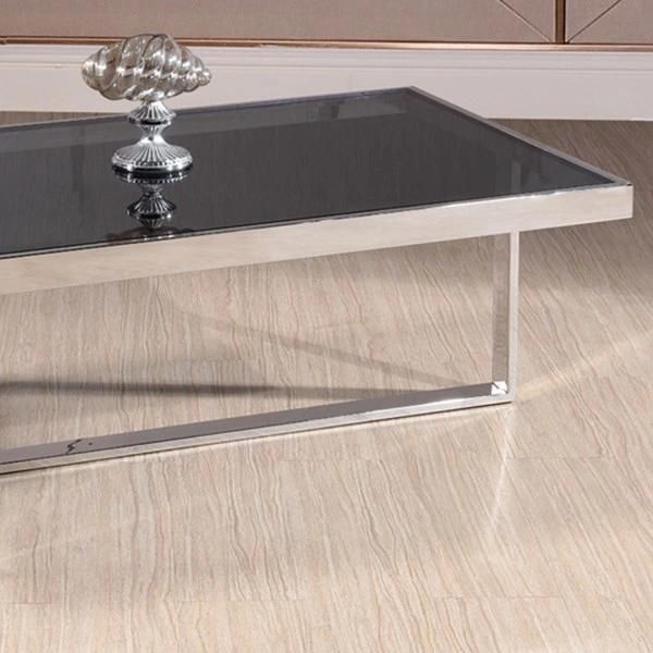 Square Coffee Table for Home Office Hotel with Tempered Glass Top