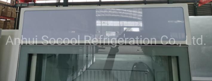 Supermarket Glass Door Display Showcase with Top Canopy with LED Light for Frozen Foods