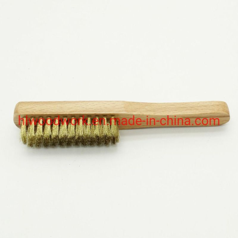 Brass Brush, Brass Wire Brush, Wire Scratch Brush with Raw Birchwood Handle Brush Clean Rust Brush 30cm Length Raw Wooden Handle Copper Wire Copper Wire Brush