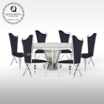 Round Stainless Steel Marble Dining Table for Home