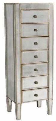 Durable and Compact Silver Glass Mirrored Tallboy Drawers