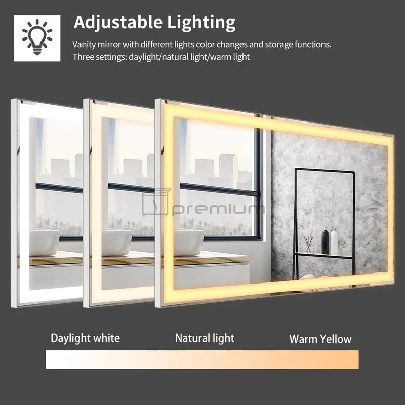 LED Bathroom Vanity Mirror Wall Mounted Smart Mirror Wholesale LED Bathroom Backlit Wall Glass Vanity Mirror Tube Strip