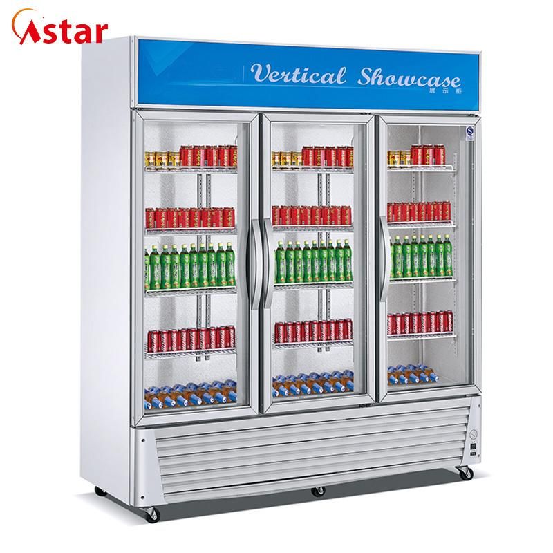 Double Glass Doors Drinks Display Showcase with Chiller