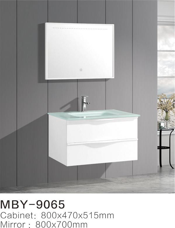 Ceramic Hand Wash Bathroom Cabinet Wash Basin Bathroom Cabinet PVC Mirror with LED