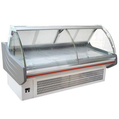 Fresh Meat Display Curved Glass Meat Showcase Deli Case Supermarket Refrigerator Showcase