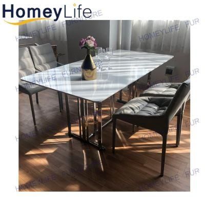 Curvy Edge Home France Chinese Design Dining Glass Metal Table Furniture