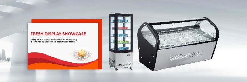 Mobile Counter Glass Display Frozen Food Showcase for Gelato Shop
