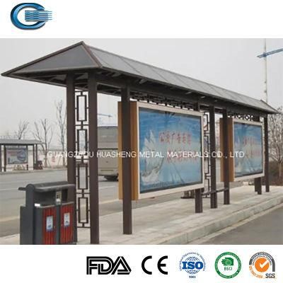 Huasheng Enclosed Bus Shelter China Outdoor Shelter Manufacturer City Outdoor Air Conditioner Aluminum Rain Alloy Advertising Bus Shelter