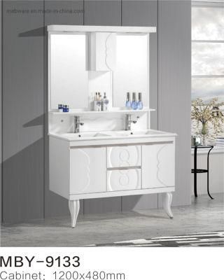 White Double Bathroom Cabinet with PVC with Mirror