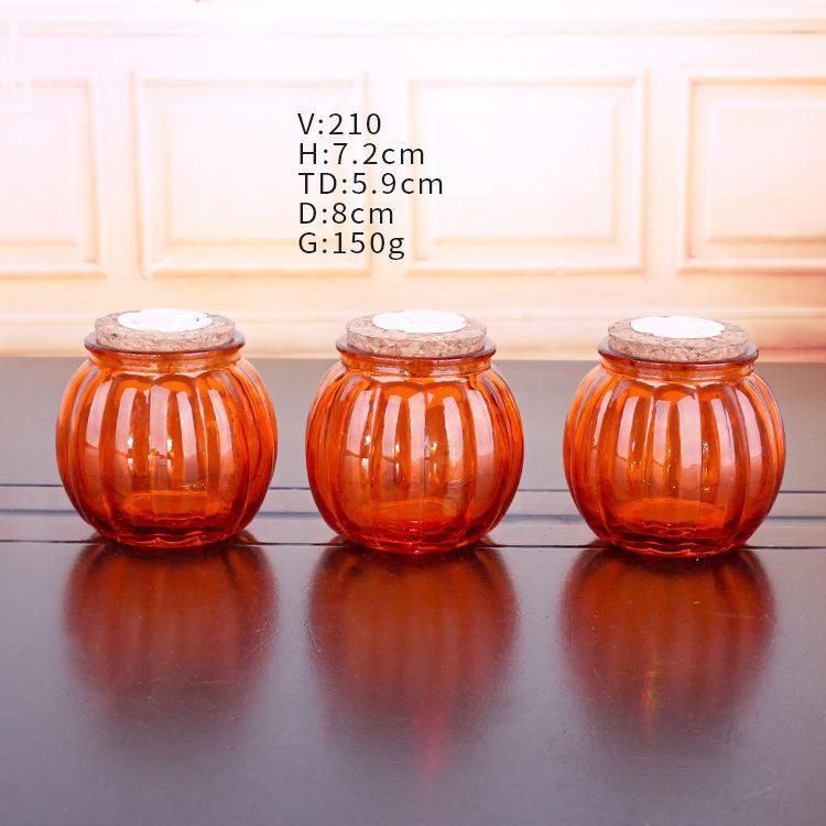 210ml Pumpkin Shape Glass Candle Jar Candle Holder