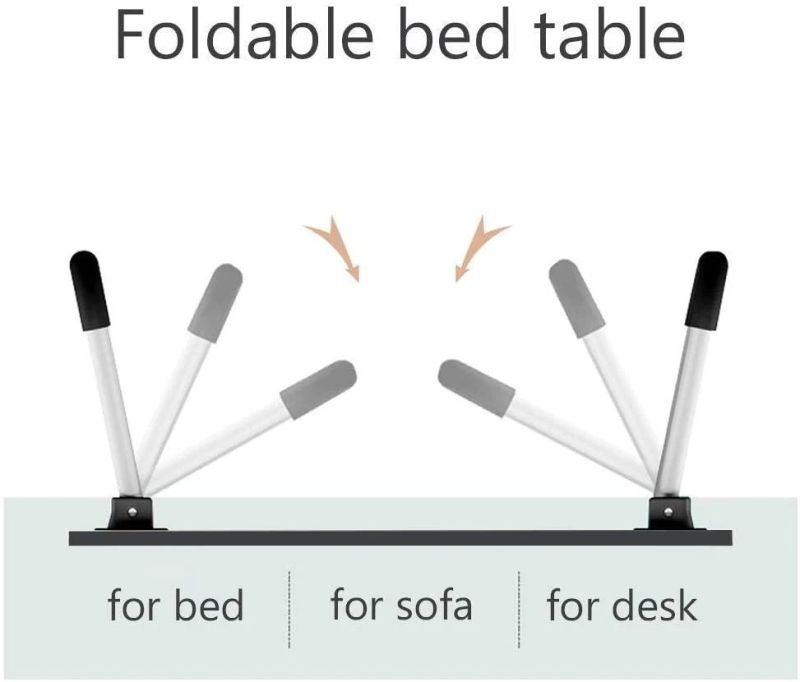 Portable Laptop Table with Bamboo Platform Phone Holder Pillow Cushion Anti Slip Stopper on Bed