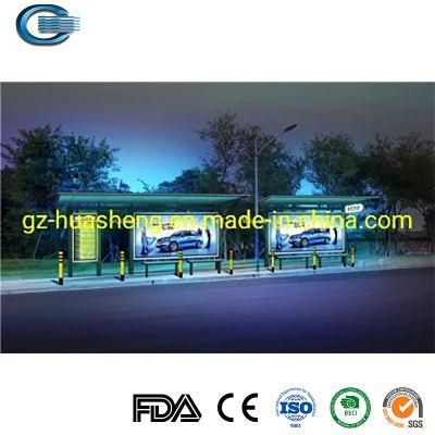 Huasheng Green Roof Bus Stops China Bus Stop Station Shelter Factory High Quality Modern Design Solar Bus Stop Shelter