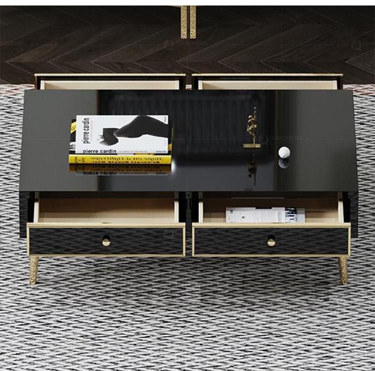 Luxury Living Room Hotel Furniture Gold Frame Coffee Table Cabinet