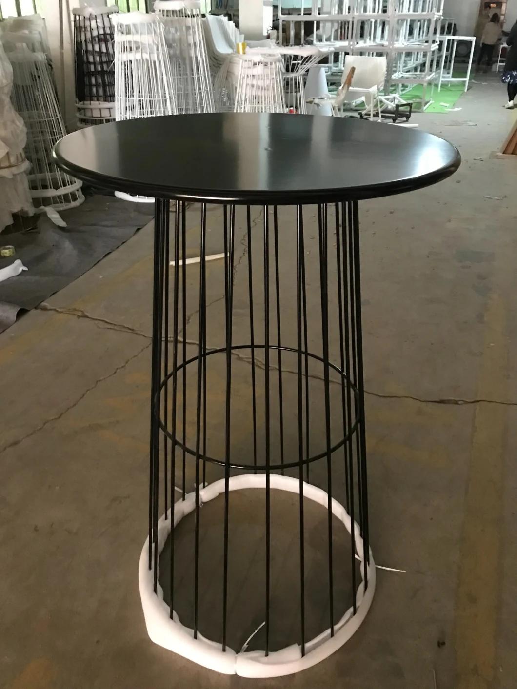 Silver Metal Wire Frame Glass Top High Bar Table for Event Use