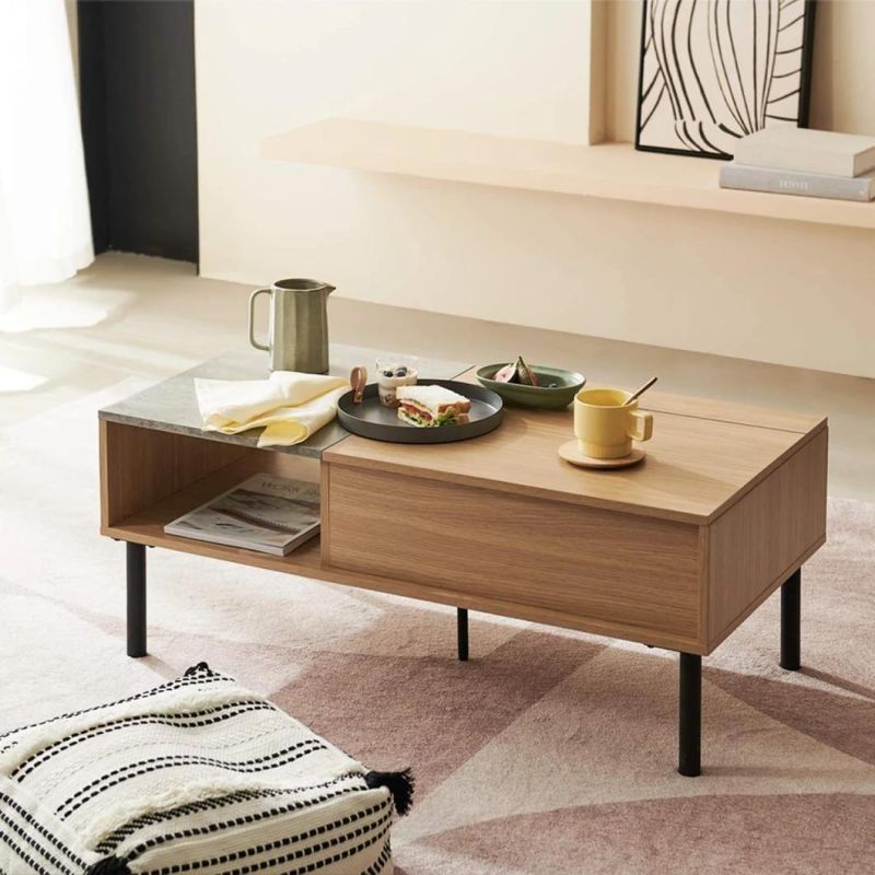 Lift Top Coffee Table with Drawers and Hidden Compartment