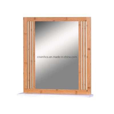 Wall Mounted Bamboo Bathroom Mirror Wood Frame Home Hotel Glass Mirror with Bathroom Accessory Storage Shelf
