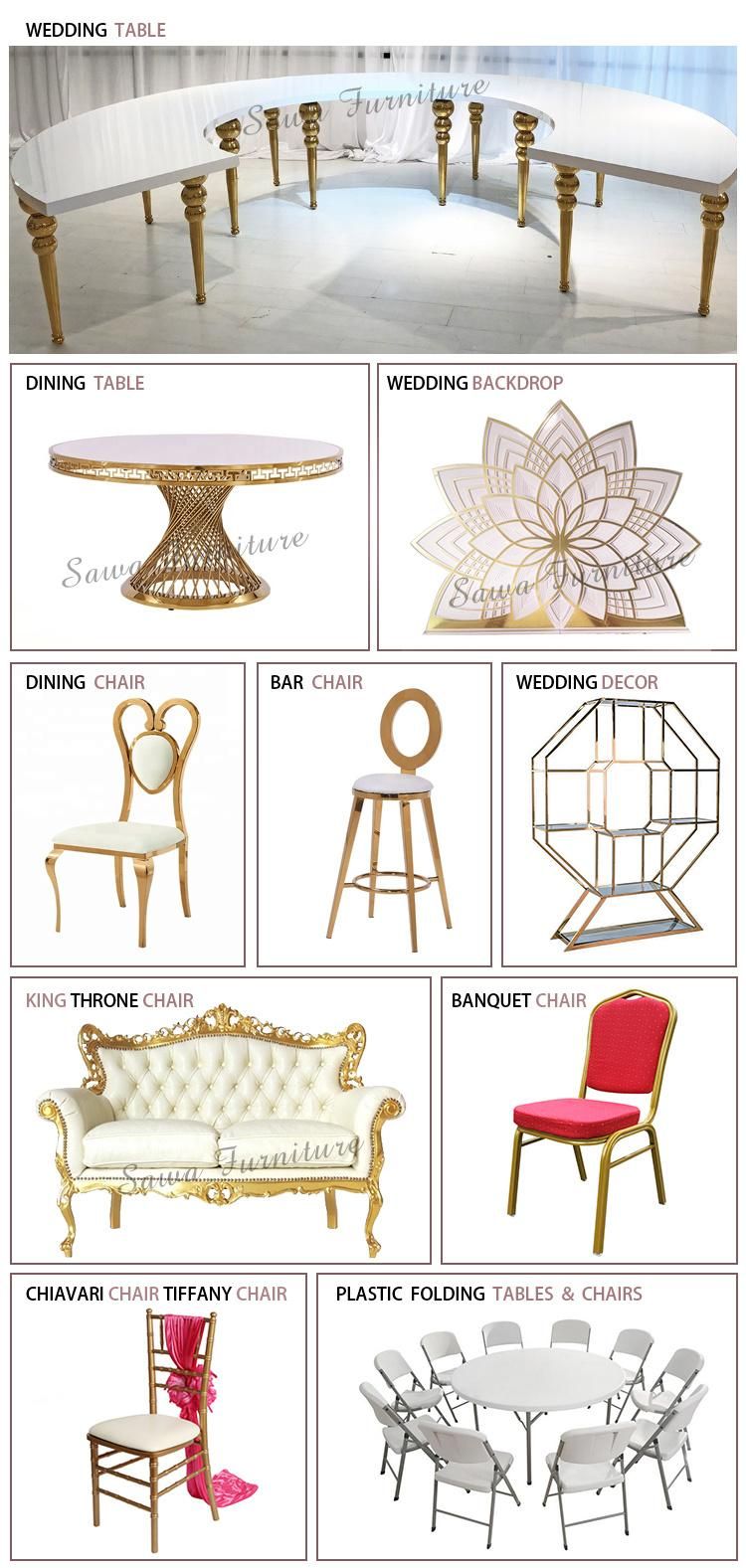 New Model Stainless Steel Hotel Silver Wedding Chair and Table Glass Stainless Steel Chair