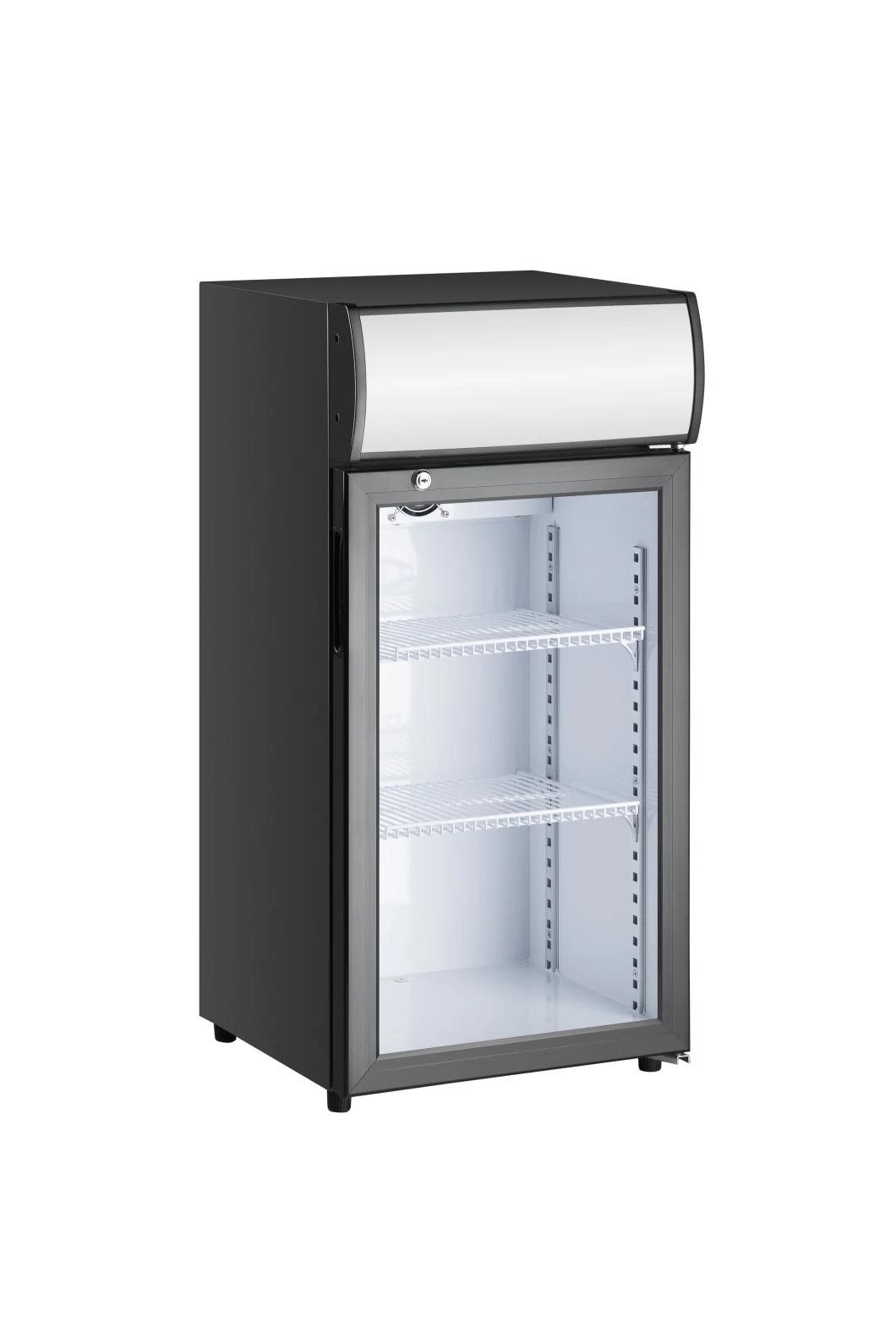 Counter-Top Beverage Chilling Sub-Zero Glass Door Display Showcase Refrigerator Cooler