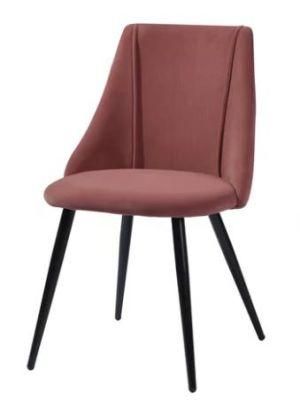 Simple Hotel Luxury Design Furniture Metal Legs Velvet Fabric Leisure Dining Chair