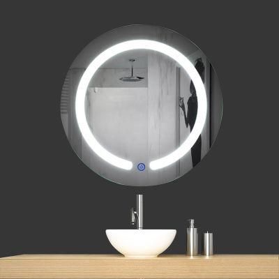 Modern Frameless HD Silver Vanity Bathroom Round Lighted Mirror with Dimmer Color Temperature Adjustable