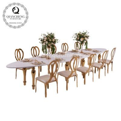 Golden Stainless Steel Furniture Wedding Dining Table with MDF Top