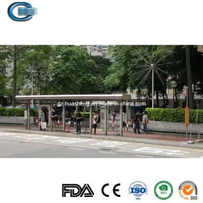 Huasheng Garden Bus Shelter China Outdoor Shelter Manufacturer Aluminum Alloy Profile Bus Stop Shelter with LED Advertising Light Box