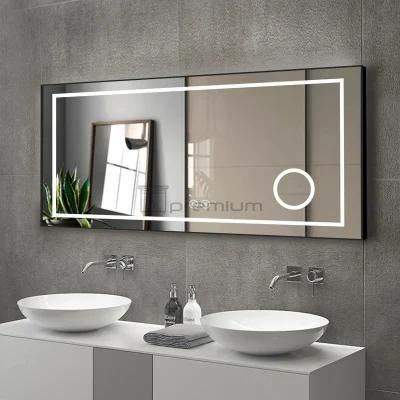 LED Bathroom Mirror Wall Mounted Magnifier and Anti Fog Home Decorative Smart Mirror Wholesale LED Bathroom Backlit Wall Glass Vanity Mirror