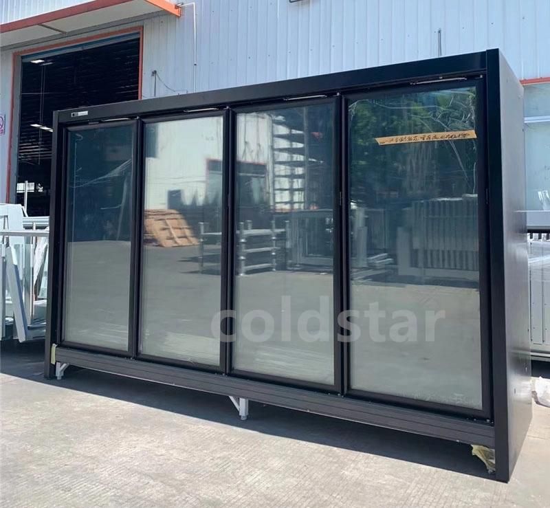 Fan Cooling Supermarket Vertical Glass Door Multideck Refrigerated Chiller Showcase