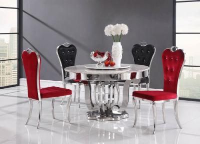 Round Marble Stainless Steel Frame 6chairs Dining Table